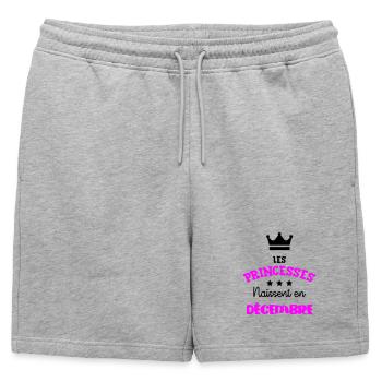 Cadeau naissance bébé fille Décembre Princesses - Short de survêtement homme premium - gris chiné - Devant - AI Model Male 178 light (178cm)