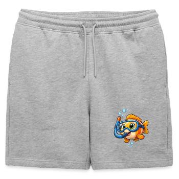 Cute Fish with Snorkel Diving Cartoon - Mens' Premium Organic Sweatshorts - heather grey - Front - AI Model Male 178 light (178cm)