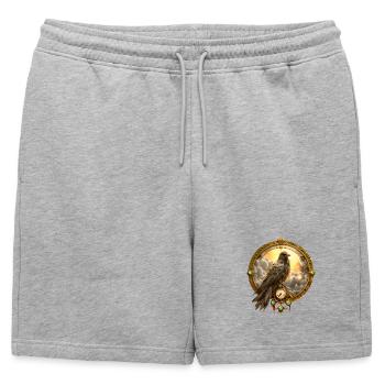 Raven in golden clock frame - Mens' Premium Organic Sweatshorts - heather grey - Front - AI Model Male 178 light (178cm)