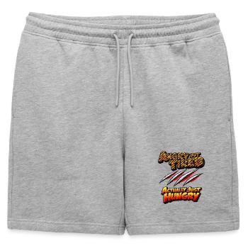 En colère mais fatigué : vraiment affamé - Short de survêtement homme premium - gris chiné - Devant - AI Model Male 178 light (178cm)
