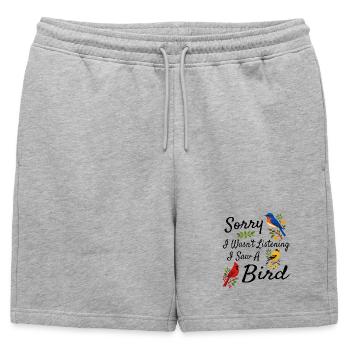 Passion Oiseaux Humour Cadeau Ornithologie - Short de survêtement homme premium - gris chiné - Devant - AI Model Male 178 light (178cm)