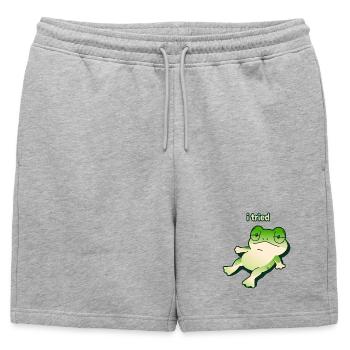 Rana stanca 🐸 « j’ai essayé » mème ironique minimal - Short de survêtement homme premium - gris chiné - Devant - AI Model Male 178 light (178cm)