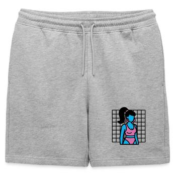 Fitness Girl Vaporwave des années 90 - Short de survêtement homme premium - gris chiné - Devant - AI Model Male 178 light (178cm)