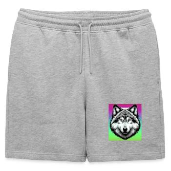 Loup - Short de survêtement homme premium - gris chiné - Devant - AI Model Male 178 light (178cm)