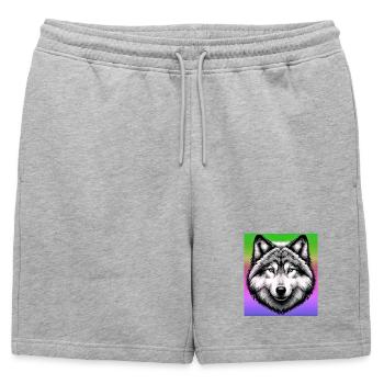 Loup - Short de survêtement homme premium - gris chiné - Devant - AI Model Male 178 light (178cm)