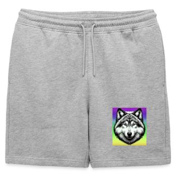Loup - Short de survêtement homme premium - gris chiné - Devant - AI Model Male 178 light (178cm)