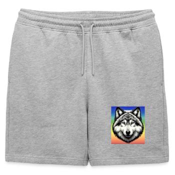 Loup - Short de survêtement homme premium - gris chiné - Devant - AI Model Male 178 light (178cm)