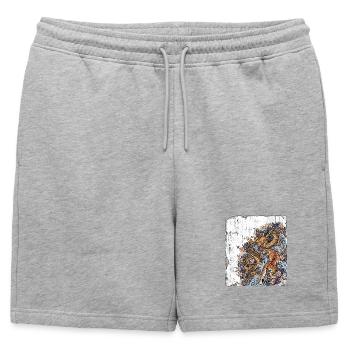 Japanische Tattoo Wand Tiger Drache - Männer Premium Organic Sweatshorts - Grau meliert - Vorne - AI Model Male 178 light (178cm)