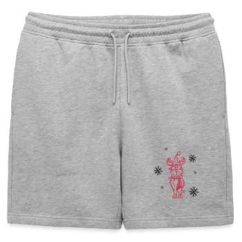 Wapiti, rennes avec des flocons - Short de survêtement homme premium - gris chiné - Devant - AI Model Male 178 light (178cm)