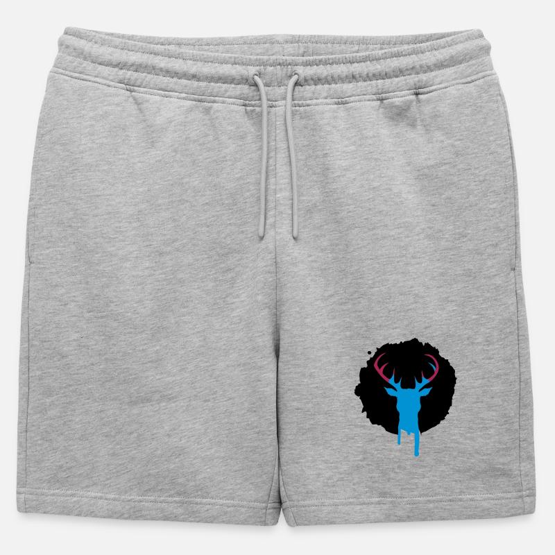 Hirsch Patch Graffiti - Männer Premium Organic Sweatshorts - Grau meliert