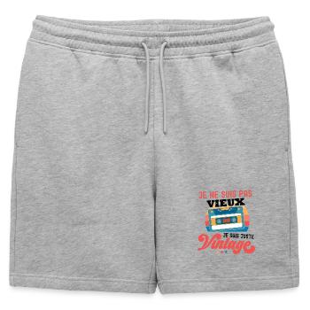 Je ne suis pas Vintage Cassette - Short de survêtement homme premium - gris chiné - Devant - AI Model Male 178 light (178cm)