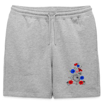 Fleur vigne avec papillon - Short de survêtement homme premium - gris chiné - Devant - AI Model Male 178 light (178cm)