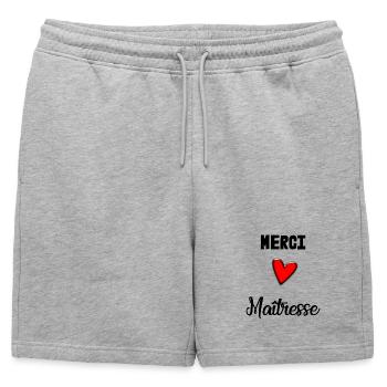 MISTRESS. THANK YOU. THANK YOU MISTRESS - Mens' Premium Organic Sweatshorts - heather grey - Front - AI Model Male 178 light (178cm)