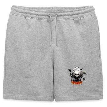 Skull with sharp teeth - Mens' Premium Organic Sweatshorts - heather grey - Front - AI Model Male 178 light (178cm)