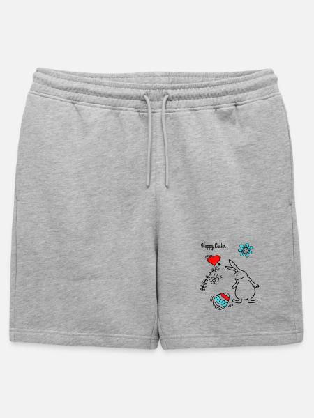 Happy Easter - Männer Premium Organic Sweatshorts - Grau meliert