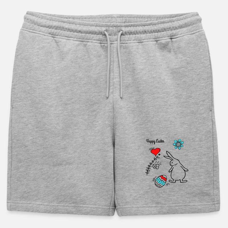 Happy Easter - Männer Premium Organic Sweatshorts - Grau meliert