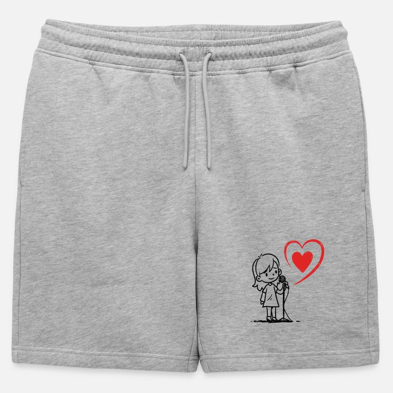 Mädchen singt mit einer Herznote - Männer Premium Organic Sweatshorts - Grau meliert