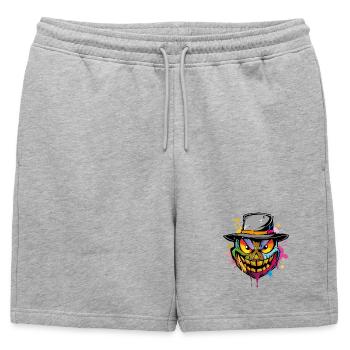 Halloween Face - Männer Premium Organic Sweatshorts - Grau meliert - Vorne - AI Model Male 178 light (178cm)