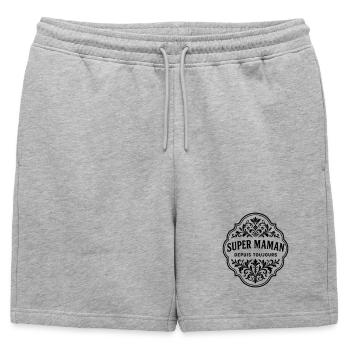 Super maman depuis toujours - Short de survêtement homme premium - gris chiné - Devant - AI Model Male 178 light (178cm)