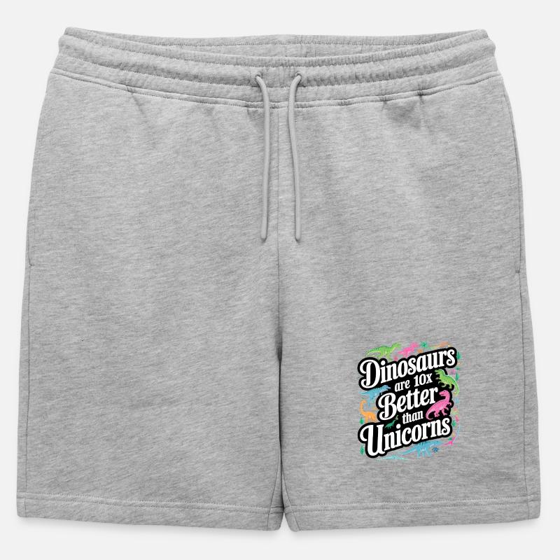 Dinosaurier überstrahlen Einhörner hell - Männer Premium Organic Sweatshorts - Grau meliert