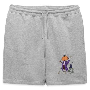 Citrouille fringante en manteau violet - Short de survêtement homme premium - gris chiné - Devant - AI Model Male 178 light (178cm)