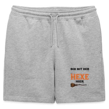 Am With The Witch Funny Halloween T-Shirt - Mens' Premium Organic Sweatshorts - heather grey - Front - AI Model Male 178 light (178cm)
