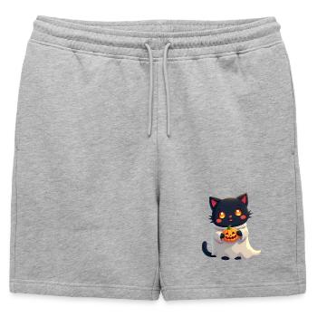 Chat d’Halloween avec citrouille d’Halloween - Short de survêtement homme premium - gris chiné - Devant - AI Model Male 178 light (178cm)
