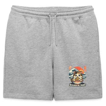 Ramen Katze In Ramen We Trust - Männer Premium Organic Sweatshorts - Grau meliert - Vorne - AI Model Male 178 light (178cm)