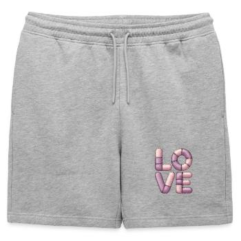 Sweet Patchwork Love for Girls & Teens - Mens' Premium Organic Sweatshorts - heather grey - Front - AI Model Male 178 light (178cm)