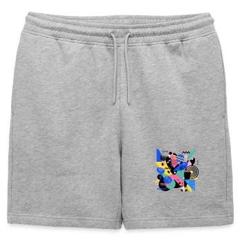 Motif de style Memphis Géométrie rétro des années 80 Abstrait - Short de survêtement homme premium - gris chiné - Devant - AI Model Male 178 light (178cm)