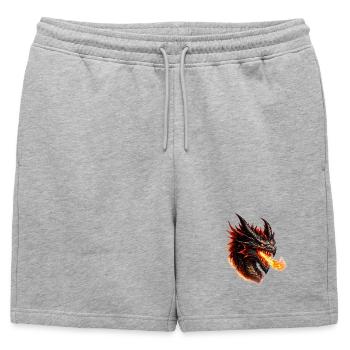 Tête Enflammée du Dragon de Feu - Short de survêtement homme premium - gris chiné - Devant - AI Model Male 178 light (178cm)