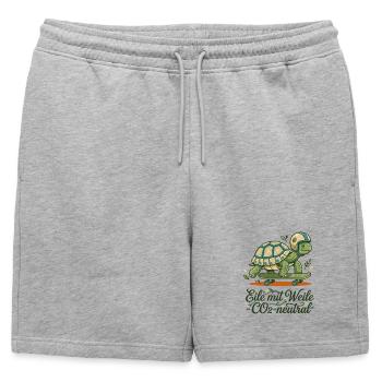 Schildkröte Skateboard Nachhaltig Spruch Design - Männer Premium Organic Sweatshorts - Grau meliert - Vorne - AI Model Male 178 light (178cm)