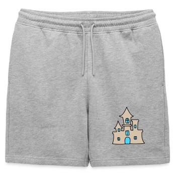 Château de sable - été sur la plage - Short de survêtement homme premium - gris chiné - Devant - AI Model Male 178 light (178cm)