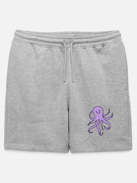 Charme de pieuvre violette - Short de survêtement homme premium - gris chiné