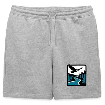 Graphique de la forêt de la rivière Eagle - Short de survêtement homme premium - gris chiné - Devant - AI Model Male 178 light (178cm)
