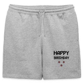 HAPPY BIRTHDAY. HAPPY BIRTHDAY. ANNIVERSARY. - Mens' Premium Organic Sweatshorts - heather grey - Front - AI Model Male 178 light (178cm)
