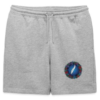 Plume dans une couronne de fleurs | Magie pour les auteurs - Short de survêtement homme premium - gris chiné - Devant - AI Model Male 178 light (178cm)