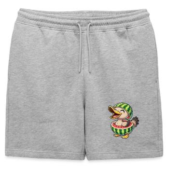 Canard drôle avec pastèque, fraîcheur estivale - Short de survêtement homme premium - gris chiné - Devant - AI Model Male 178 light (178cm)