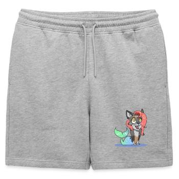 Coral (Chibi Version) (by Leni Riosa) - Mens' Premium Organic Sweatshorts - heather grey - Front - AI Model Male 178 light (178cm)