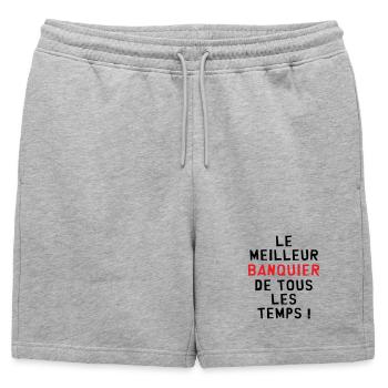 Meilleur banquier de tous les temps ! - Short de survêtement homme premium - gris chiné - Devant - AI Model Male 178 light (178cm)