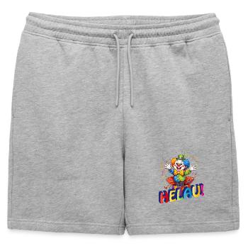 Clown drôle dit HELAU – Motif de carnaval - Short de survêtement homme premium - gris chiné - Devant - AI Model Male 178 light (178cm)