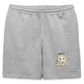 Mascotte câline dans son manteau d’hiver - Short de survêtement homme premium - gris chiné - Devant - AI Model Male 178 light (178cm)