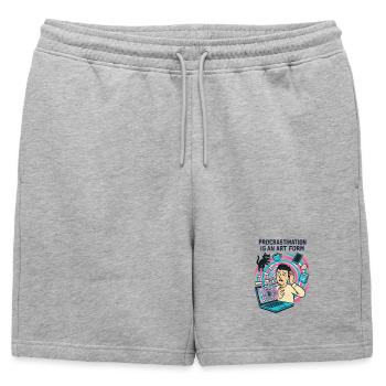 Procrastination : L'Art du Télétravail et du Rush - Short de survêtement homme premium - gris chiné - Devant - AI Model Male 178 light (178cm)