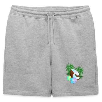 Coconut Island Tropics Hibiscus - Mens' Premium Organic Sweatshorts - heather grey - Front - AI Model Male 178 light (178cm)