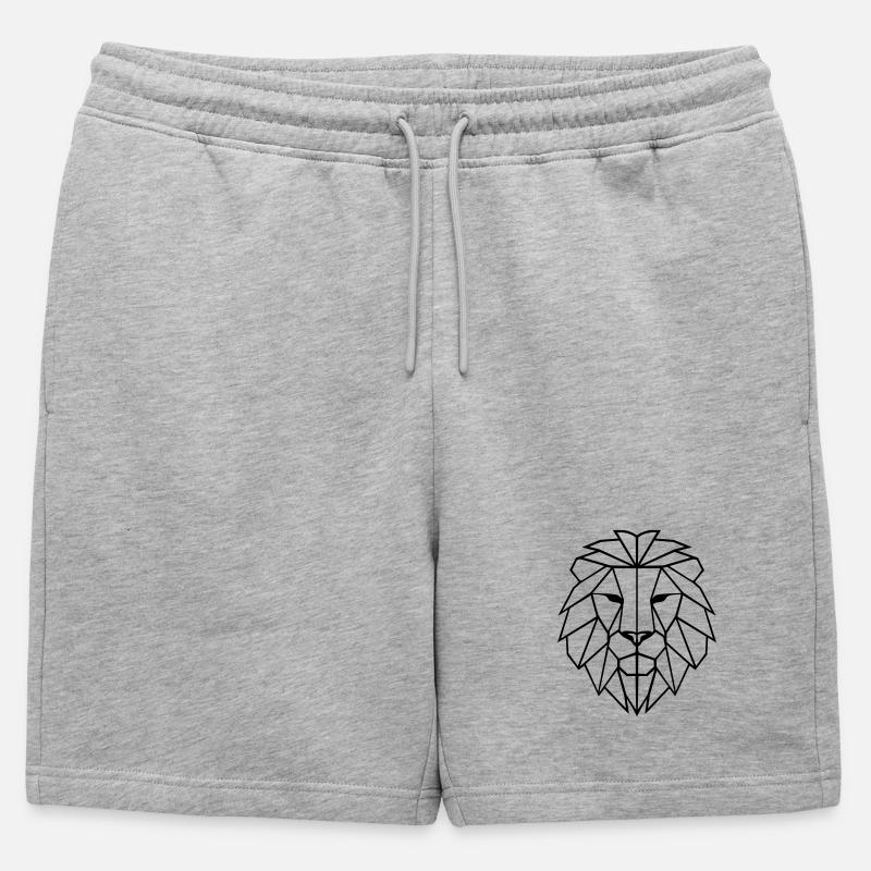 Löwe Polygon - Männer Premium Organic Sweatshorts - Grau meliert