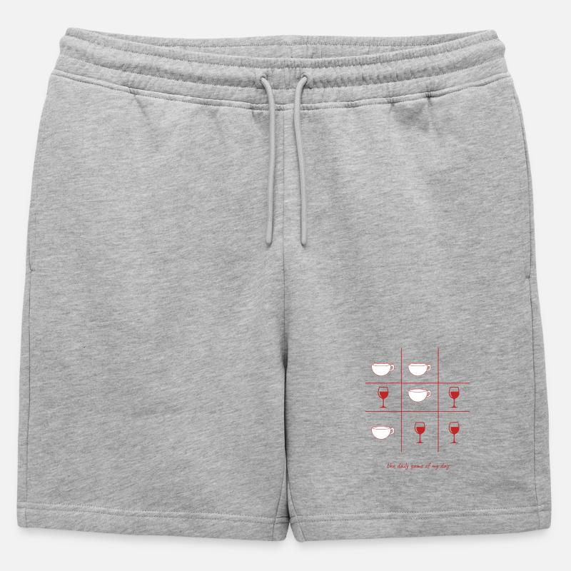 Kaffee oder Wein englisch - Männer Premium Organic Sweatshorts - Grau meliert
