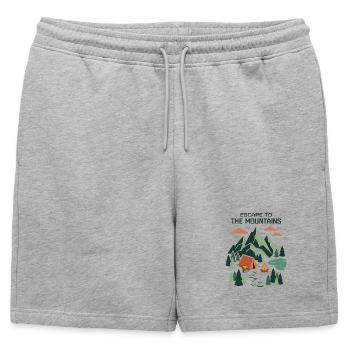 Randonnée - Aventure en plein air - Évasion à la montagne - Short de survêtement homme premium - gris chiné - Devant - AI Model Male 178 light (178cm)