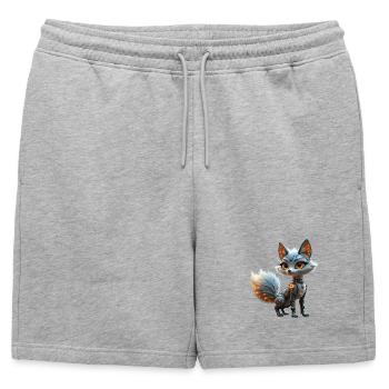 Cyber Renard Bleu - Short de survêtement homme premium - gris chiné - Devant - AI Model Male 178 light (178cm)
