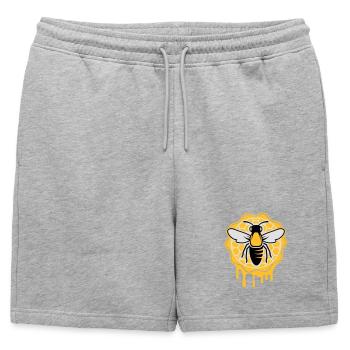 une abeille et nid d'abeille - Short de survêtement homme premium - gris chiné - Devant - AI Model Male 178 light (178cm)