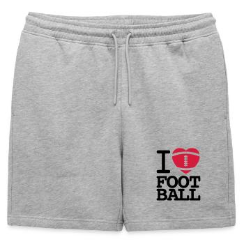 I love football - Mens' Premium Organic Sweatshorts - heather grey - Front - AI Model Male 178 light (178cm)